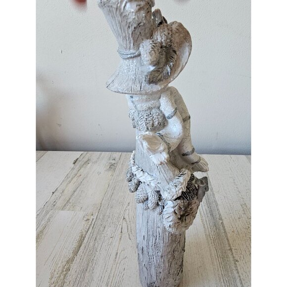 Transpac vintage large winter snowman resin white glitter bell tree wreath statu - Picture 4 of 7